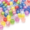 100 perles en plastique basiques pour enfants - pony beads - effet givré transclucide