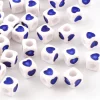 20 perles en plastique cubes symbole coeur - bleu - 7 mm