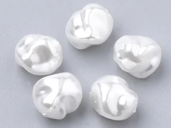 20 perles en plastique imitation perles de culture - forme irrégulière - 10 x 8,5 mm