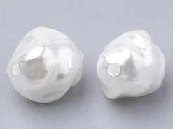 20 perles en plastique imitation perles de culture - forme irrégulière - 10 x 8,5 mm