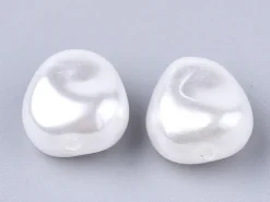 20 perles en plastique imitation perles de culture - forme irrégulière - 10 x 11 mm