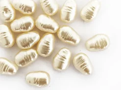 20 perles en plastique imitation perles de culture - forme irrégulière - 15 x 11 mm