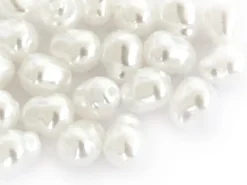 20 perles en plastique imitation perles de culture - rond plat texturé - 8 x 3 mm
