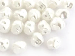 20 perles en plastique imitation perles de culture - rond plat texturé - 8 x 3 mm