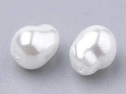 20 perles en plastique imitation perles de culture - rond plat texturé - 8 x 3 mm