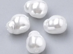 20 perles en plastique imitation perles de culture - rond plat texturé - 8 x 3 mm