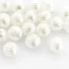 20 perles en plastique imitation perles de culture - rond strié - 6 mm