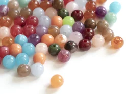 50 perles en plastique imitation pierres naturelles - multicolore - 8 mm