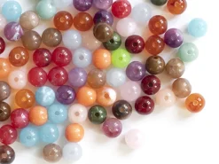 50 perles en plastique imitation pierres naturelles - multicolore - 8 mm