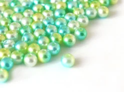 100 perles en plastique rondes imitation perles de culture - 6 mm - dégradé vert d'eau