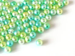 100 perles en plastique rondes imitation perles de culture - 6 mm - dégradé vert d'eau