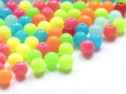 100 perles en plastique rondes 6 mm - couleurs fluo