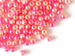 100 perles en plastique rondes imitation perles de culture - 6 mm - dégradé rose