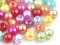 100 perles en plastique rondes imitation perles de culture - 6 mm - multicolore
