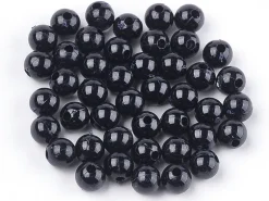 100 perles en plastique rondes 6 mm - noir
