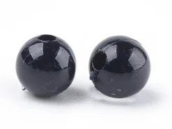100 perles en plastique rondes 6 mm - noir