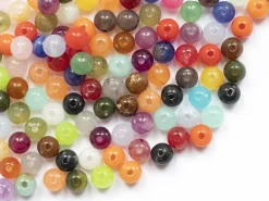 100 perles en plastique rondes 6 mm - imitation perles naturelles