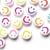 20 perles en plastique rondes symbole sourire - blanc et multicolore - 10 mm
