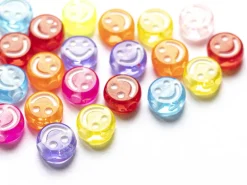 20 perles en plastique rondes symbole sourire -multicolore - 10 mm