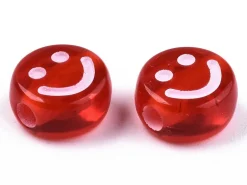 20 perles en plastique rondes symbole sourire -multicolore - 10 mm
