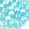 100 perles en plastique rondes imitation perles de culture - 6 mm - bleu turquoise