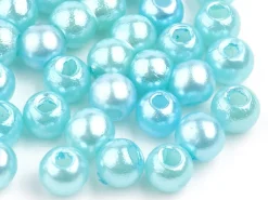 100 perles en plastique rondes imitation perles de culture - 6 mm - bleu turquoise