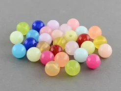 100 perles en plastique rondes 6 mm - multicolores