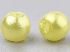 100 perles en plastique rondes imitation perles de culture - 6 mm - jaune pâle
