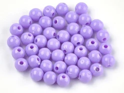 100 perles en plastique rondes 6 mm - violet / mauve