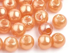 100 perles en plastique rondes imitation perles de culture - 6 mm - orange