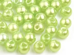 100 perles en plastique rondes imitation perles de culture - 6 mm - vert