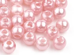 100 perles en plastique rondes imitation perles de culture - 6 mm - rose pâle
