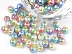 100 perles en plastique rondes imitation perles de culture - 6 mm - mix de perles dégradé