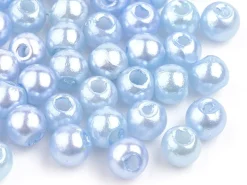 100 perles en plastique rondes imitation perles de culture - 6 mm - bleu pâle