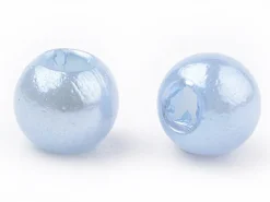 100 perles en plastique rondes imitation perles de culture - 6 mm - bleu pâle