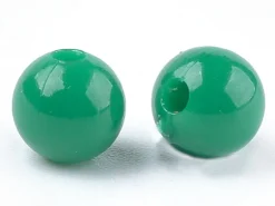 100 perles en plastique rondes 6 mm - vert sapin