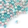 100 perles en plastique rondes imitation perles de culture - 6 mm - dégradé bleu et rose