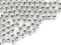 100 perles en plastique rondes - 6 mm - argenté