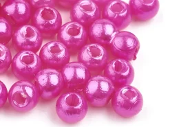 100 perles en plastique rondes imitation perles de culture - 6 mm - rose fuschia