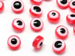50 perles en plastiques - œil porte bonheur - multicolore - 8mm