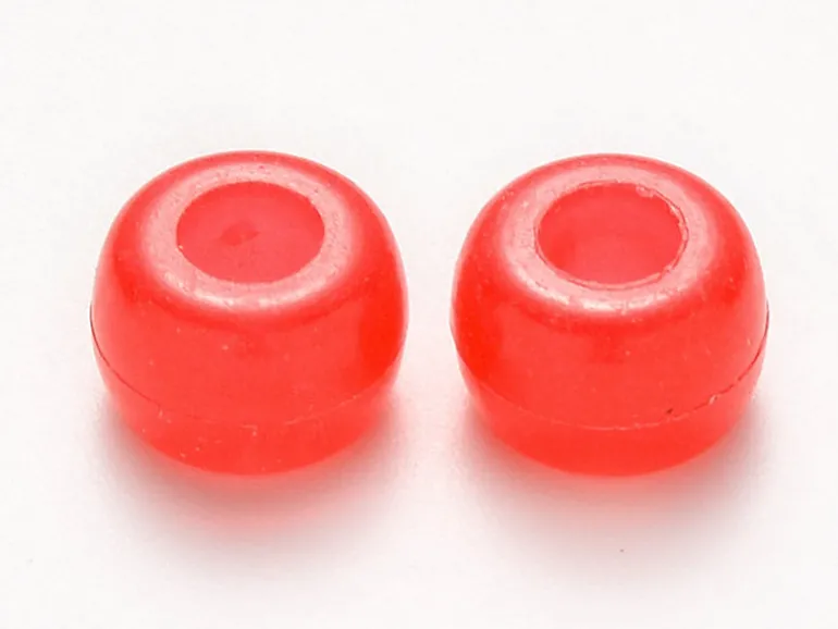 100 perles en plastiques basiques pour enfants - couleurs phosphorescentes et transclucides - 9x6 mm