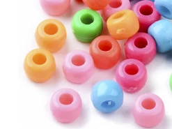 100 perles en plastiques basiques pour enfants - couleurs vives - 9x6 mm