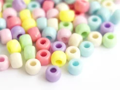 100 perles en plastiques pour enfants - Pastel - 9x6 mm