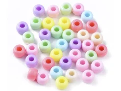 100 perles en plastiques pour enfants - Pastel - 9x6 mm