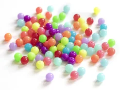 100 perles en plastiques rondes - multicolore fluo - 8 mm