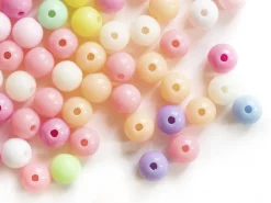 100 perles en plastiques rondes - pastelles - 8 mm
