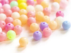 100 perles en plastiques rondes - pastelles - 8 mm