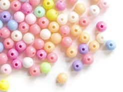 100 perles en plastiques rondes - pastelles - 8 mm