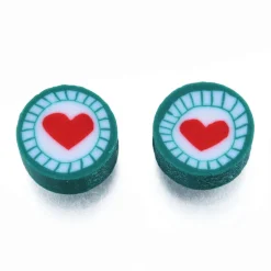 20 perles en pâte polymère - Cœur pop - 10 mm