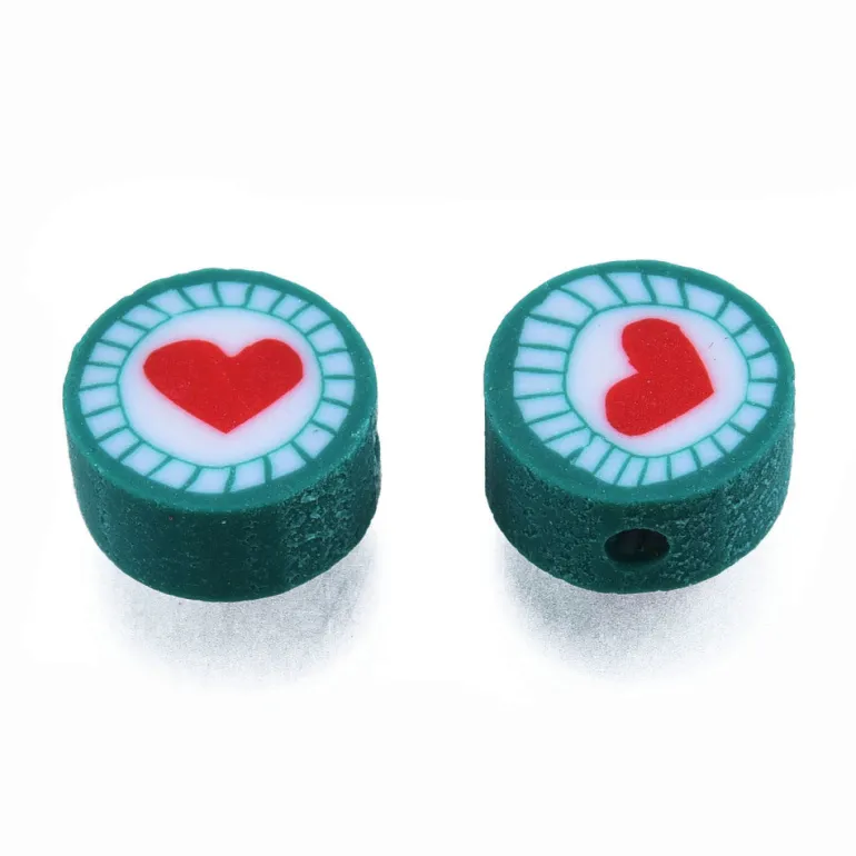 20 perles en pâte polymère - Cœur pop - 10 mm